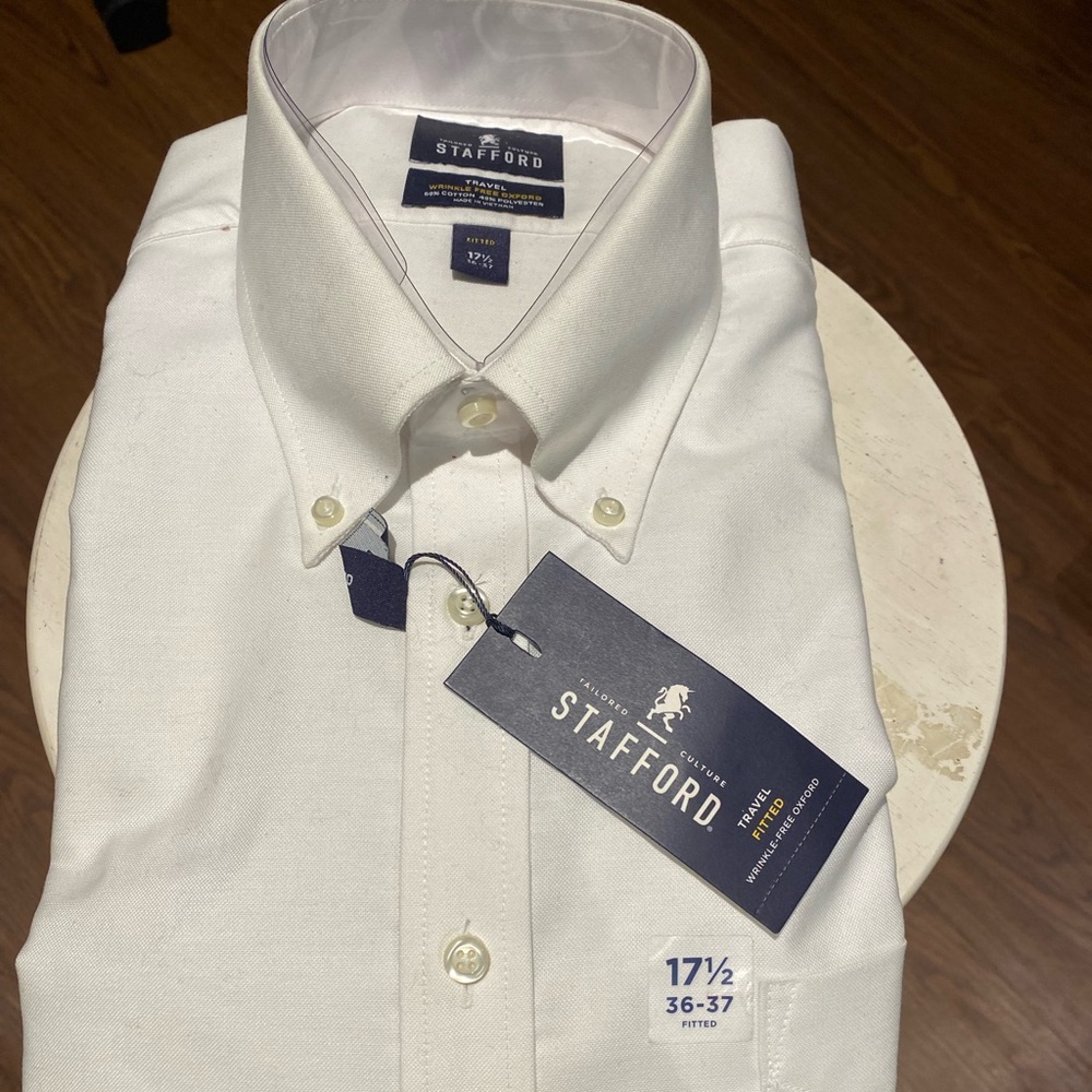 *Brand New* Stafford Mens button up all white shirt.